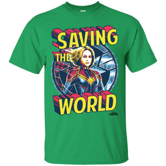 Captain Marvel Saving The World Portrait Men Cotton T-Shirt Men Cotton T-Shirt - parenttees