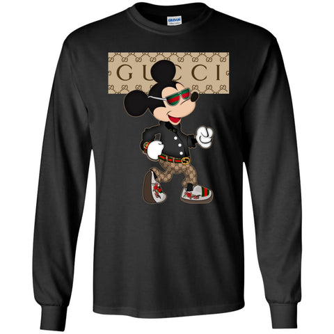 Gucci Shirt Mickey Mouse T-shirt Men Long Sleeve Shirt Black / S Men Long Sleeve Shirt - parenttees