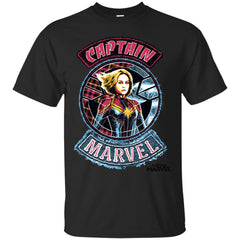 Captain Marvel Stitched Patched Portrait Men Cotton T-Shirt Men Cotton T-Shirt - parenttees