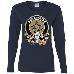 Nfl – New Orleans Saints Super Bowl 2019 Mickey Mouse Minnie Mouse Donald Duck Daisy Duck Football Women Long Sleeve Shirt Women Long Sleeve Shirt - parenttees