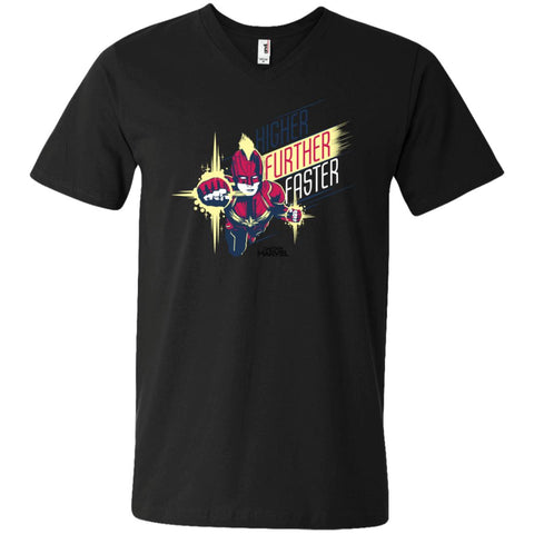 Captain Marvel Higher Further Faster Drawn Men V-Neck T-Shirt Black / S Men V-Neck T-Shirt - parenttees