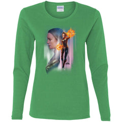 Captain Marvel Flying Space Portrait Women Long Sleeve Shirt Women Long Sleeve Shirt - parenttees