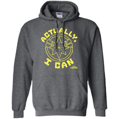 Captain Marvel Actually I Can Yellow Logo Pullover Hoodie Sweatshirt Pullover Hoodie Sweatshirt - parenttees