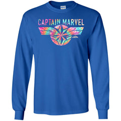 Captain Marvel Logo Banner Tie Dye Colors Men Long Sleeve Shirt Men Long Sleeve Shirt - parenttees