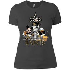 Nfl – New Orleans Saints Donald Duck Goofy Mickey Mouse Super Bowl 2019 Football Women Cotton T-Shirt Women Cotton T-Shirt - parenttees