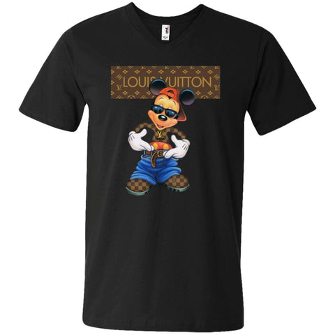 Louis Vuitton Mickey Mouse Cartoon T-shirt Men V-Neck T-Shirt Black / S Men V-Neck T-Shirt - parenttees