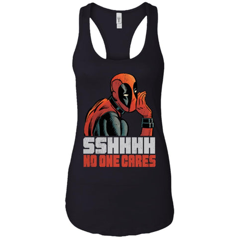 Marvel Deadpool Shhh No One Cares Whisper Women Tank Top Black / X-Small Women Tank Top - parenttees