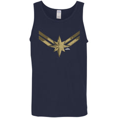 Captain Marvel Simple Gold Shadowed Logo Men Cotton Tank Men Cotton Tank - parenttees