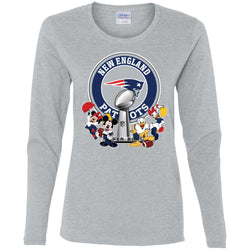 New England Patriots Super Bowl 2019 Mickey Minnie Mouse Donald Daisy Duck Football Nfl Women Long Sleeve Shirt