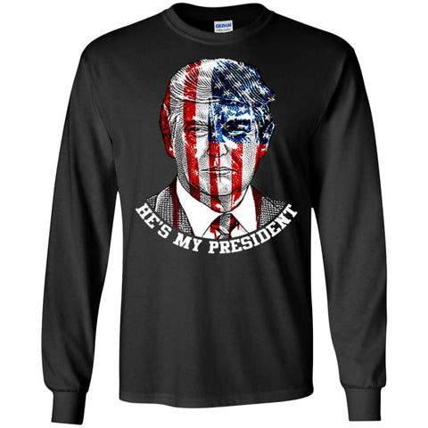 Donald Trump American Flag T-shirt Men Long Sleeve Shirt Black / S Men Long Sleeve Shirt - parenttees