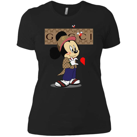 Mickey Mouse Love Couple T-shirt Valentine's Day T-shirt Women Cotton T-Shirt Black / X-Small Women Cotton T-Shirt - parenttees