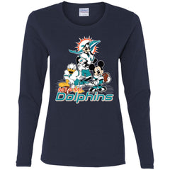 Mickey Mouse Miami Dolphins American Football Nfl Sports Shirt Women Long Sleeve Shirt Women Long Sleeve Shirt - parenttees