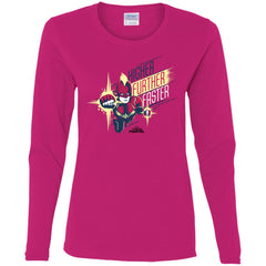 Captain Marvel Higher Further Faster Drawn Women Long Sleeve Shirt Women Long Sleeve Shirt - parenttees