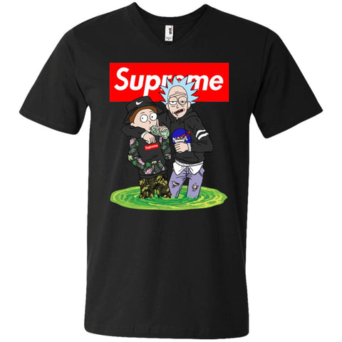 Supreme Rick And Morty T-shirt Men V-Neck T-Shirt Black / S Men V-Neck T-Shirt - parenttees