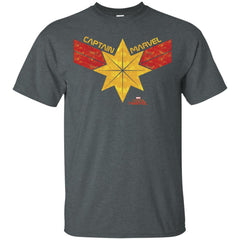 Captain Marvel Distressed Star Ribbon Logo Men Cotton T-Shirt Men Cotton T-Shirt - parenttees