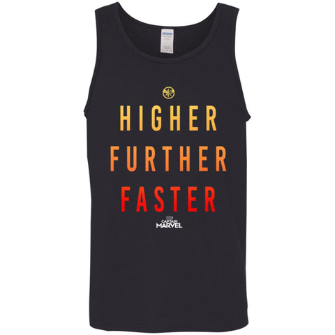 Marvel Captain Marvel Movie Higher Faster Men Cotton Tank Black / X-Small Men Cotton Tank - parenttees