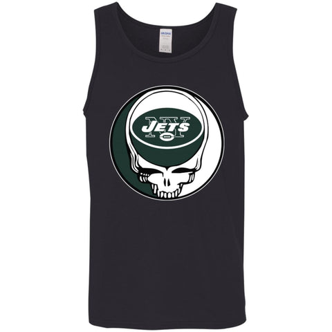 New York Jets Grateful Dead Steal Your Face Football Nfl Shirts Men Cotton Tank Black / X-Small Men Cotton Tank - parenttees