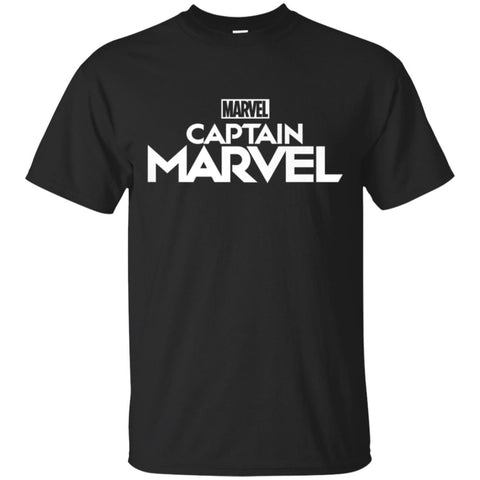 Marvel Captain Marvel Movie Logo White Men Cotton T-Shirt Black / S Men Cotton T-Shirt - parenttees