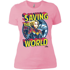 Captain Marvel Saving The World Portrait Women Cotton T-Shirt Women Cotton T-Shirt - parenttees