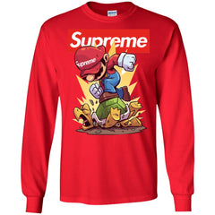 Supreme Mario Gaming T-shirt Men Long Sleeve Shirt Men Long Sleeve Shirt - parenttees