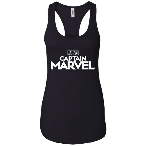 Marvel Captain Marvel Movie Logo White Women Tank Top Black / X-Small Women Tank Top - parenttees