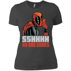 Marvel Deadpool Shhh No One Cares Whisper Women Cotton T-Shirt Women Cotton T-Shirt - parenttees