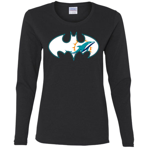 We Are The Miami Dolphins Batman Nfl Mashup Women Long Sleeve Shirt Black / S Women Long Sleeve Shirt - parenttees