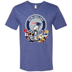 New England Patriots Super Bowl 2019 Mickey Minnie Mouse Donald Daisy Duck Football Nfl Men V-Neck T-Shirt