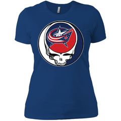 Columbus Blue Grateful Dead Steal Your Face Hockey Nhl Shirts Women Cotton T-Shirt Women Cotton T-Shirt - parenttees