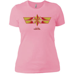 Marvel Captain Marvel Retro Red Yellow Logo Women Cotton T-Shirt Women Cotton T-Shirt - parenttees