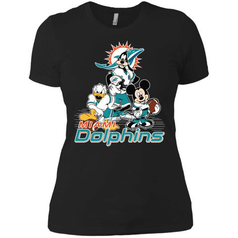 Mickey Mouse Miami Dolphins American Football Nfl Sports Shirt Women Cotton T-Shirt Black / X-Small Women Cotton T-Shirt - parenttees