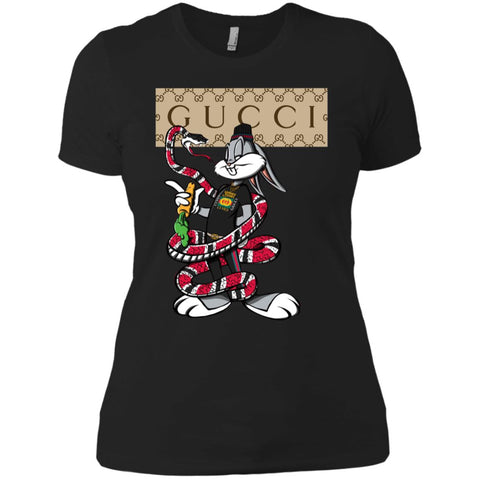 Gucci Rabbit Snake Gift Birthday T-shirt Women Cotton T-Shirt Black / X-Small Women Cotton T-Shirt - parenttees