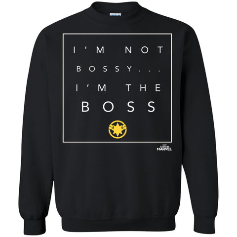 Captain Marvel Not Bossy I'm The Boss Crewneck Pullover Sweatshirt Black / S Crewneck Pullover Sweatshirt - parenttees