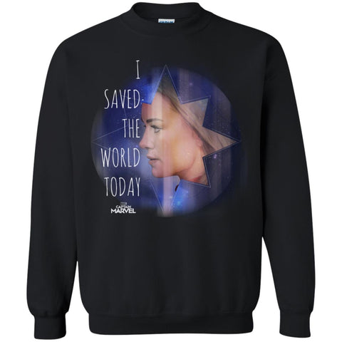 Captain Marvel Saved The World Portrait Crewneck Pullover Sweatshirt Black / S Crewneck Pullover Sweatshirt - parenttees