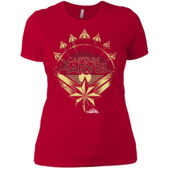 Captain Marvel Yellow Red Plane Flight Logo Women Cotton T-Shirt Women Cotton T-Shirt - parenttees