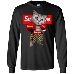 Supreme Boxing Cat Best Funny T-shirt Men Long Sleeve Shirt