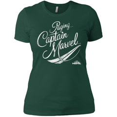 Captain Marvel Paging Distressed Cursive Women Cotton T-Shirt Women Cotton T-Shirt - parenttees