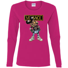 Versace Mickey Mouse Cartoon T-shirt Women Long Sleeve Shirt Women Long Sleeve Shirt - parenttees