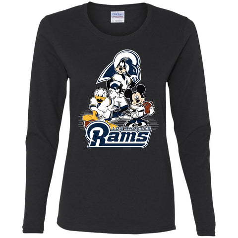 Mickey Mouse Los Angeles Rams American Football Nfl Sports Shirt Women Long Sleeve Shirt Black / S Women Long Sleeve Shirt - parenttees