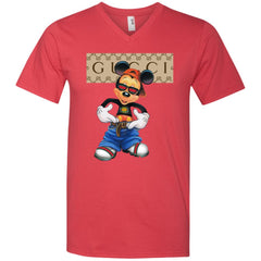 Gucci Logo Shirt Mickey Mouse T-shirt Men V-Neck T-Shirt Men V-Neck T-Shirt - parenttees