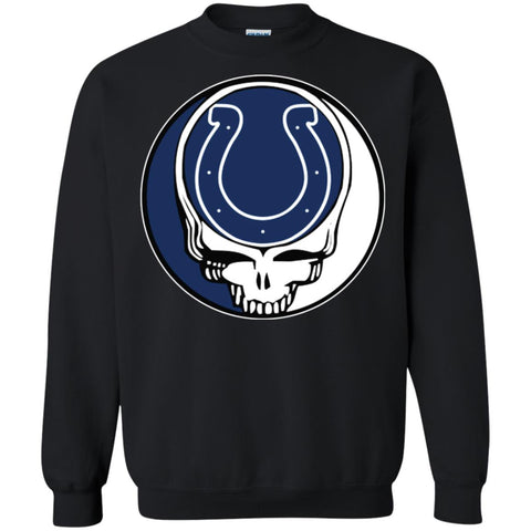 Indianapolis Colts Grateful Dead Steal Your Face Football Nfl Shirts Crewneck Pullover Sweatshirt Black / S Crewneck Pullover Sweatshirt - parenttees