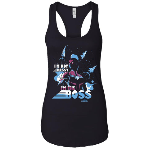 Captain Marvel I'm The Boss Space Blue Red Women Tank Top Black / X-Small Women Tank Top - parenttees