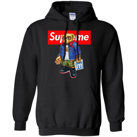 Supreme Bear Style Music T-shirt Pullover Hoodie Sweatshirt Black / S Pullover Hoodie Sweatshirt - parenttees