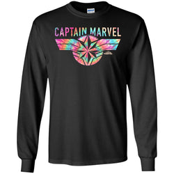 Captain Marvel Logo Banner Tie Dye Colors Men Long Sleeve Shirt