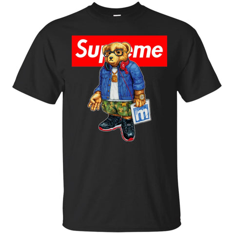 Supreme Bear Style Music T-shirt Men Cotton T-Shirt Black / S Men Cotton T-Shirt - parenttees