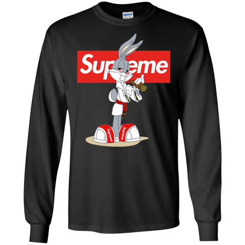 Supreme Rabbit Smoking T-shirt Men Long Sleeve Shirt Black / S Men Long Sleeve Shirt - parenttees