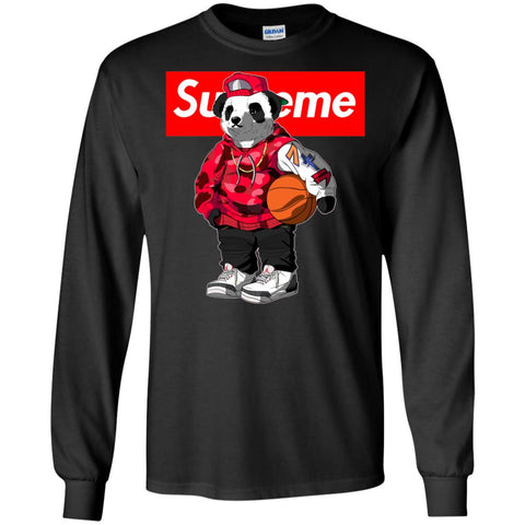 Supreme Bear Basketball T-shirt Men Long Sleeve Shirt Black / S Men Long Sleeve Shirt - parenttees