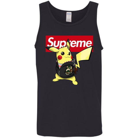 Supreme Pikachu T-shirt Men Cotton Tank Black / X-Small Men Cotton Tank - parenttees