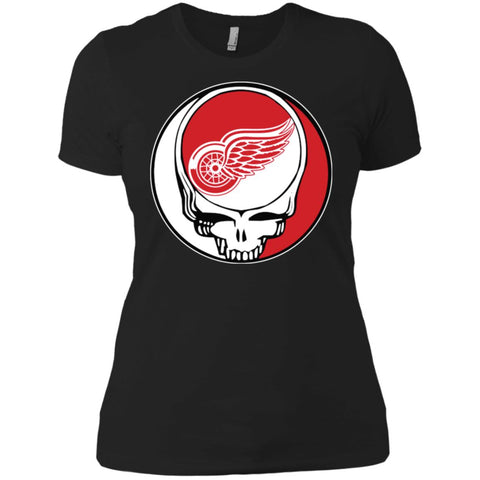 Detroit Red Wings Grateful Dead Steal Your Face Hockey Nhl Shirts Women Cotton T-Shirt Black / X-Small Women Cotton T-Shirt - parenttees