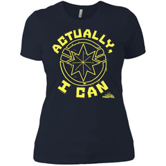 Captain Marvel Actually I Can Yellow Logo Women Cotton T-Shirt Women Cotton T-Shirt - parenttees